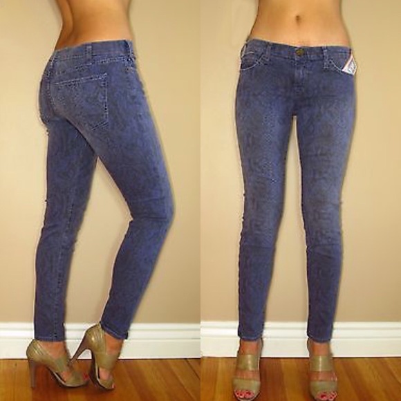 Current/Elliott Skinny Snake Animal Print Jeans size 25-31 Mobwife Denim New - Picture 1 of 6